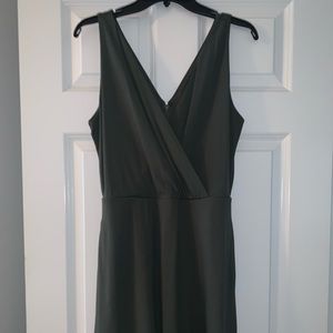 LOFT olive green dress, short/mini, v-neck, size 6